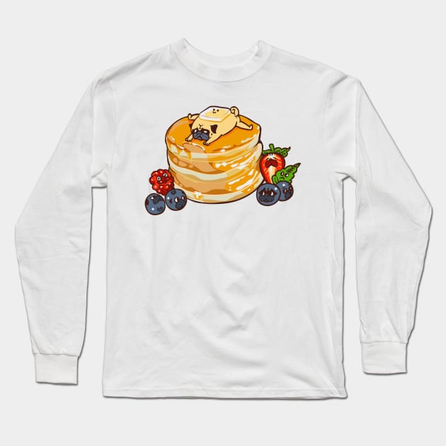 Pug Pancake Long Sleeve T-Shirt by huebucket